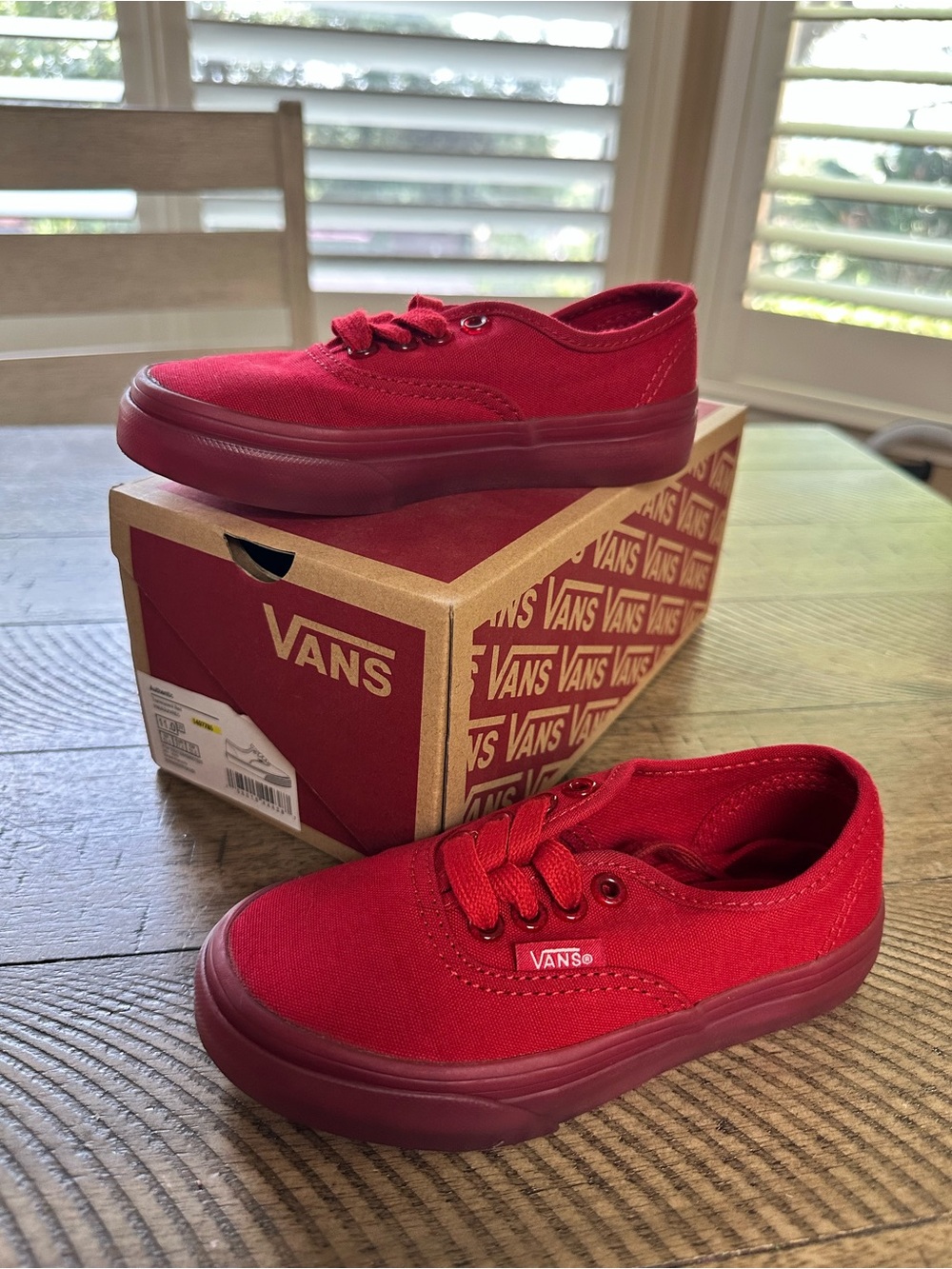 Vans Authentic Low Top Sneakers - Red size 11 kids